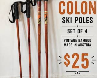 Vintage Ski Poles made of bamboo