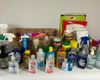 Household Cleaning Supplies with Dawn, Febreze, Brasso, Comet, Pine Sol and Hand Sanitizer