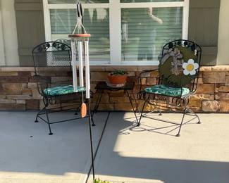Wrought Iron Patio Table Two Chairs