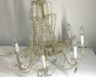 Gold Tone FiveLight Crystal Chandelier