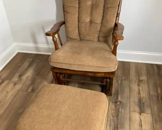 Traditional Wooden Rocking Chair Matching Ottoman
