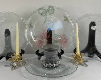 Seasonal Glass Serving Plates Holiday Tabletop Decor