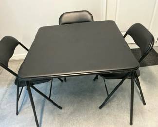 Black Folding Table Three Matching Chairs