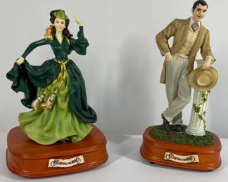 Gone with the Wind Scarlett Rhett Figurines with Music Boxes