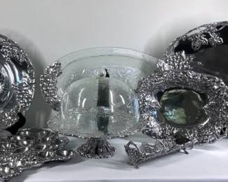 Arthur Court Grape Vine Serving Pieces Aluminum Dcor Set