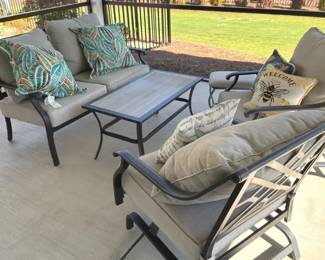 5Piece Outdoor Patio Conversation Set with Cushions Pillows