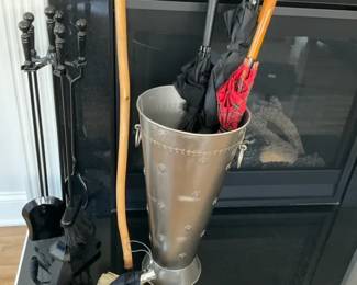 Decorative Umbrella Stand with Umbrellas Fireplace Tools