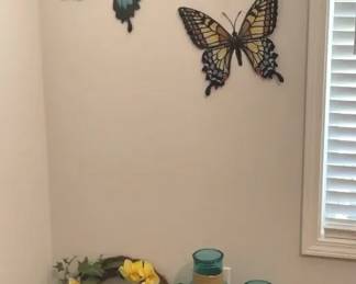 Butterfly Wall Dcor, Turquoise Vases Floral Decorations