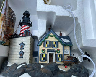 Lot 34: Trinity Ledge Lighthouse and House Figurine Set