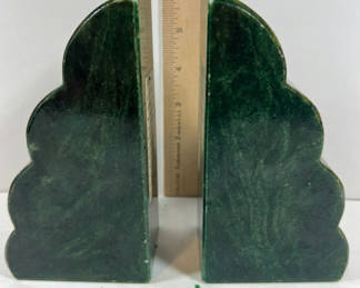 Lot 89: ANTIQUE MARACHITE Pair of green scalloped bookends ITALY