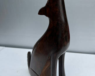 Lot 138: Heavy Solid Wood Mexican wooden carved howling Wolf sculpture