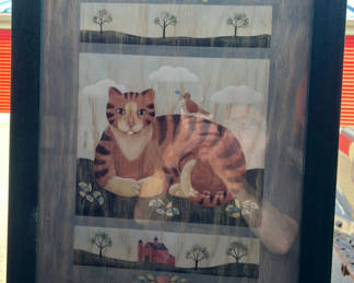 Lot 108: Framed Cat and Bird Decorative Print 22" x 19"
