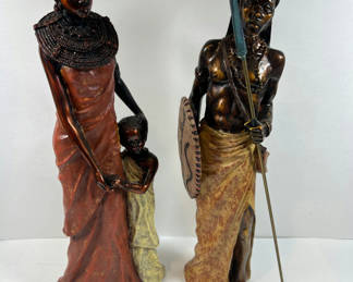 Lot 71: Pair of carved wooden African-style statues