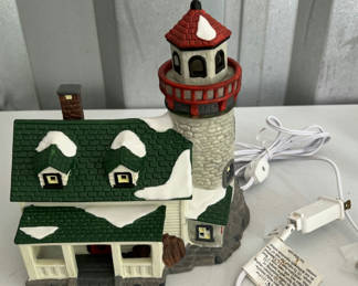 Lot 46: Porcelain Lighted House and Lighthouse