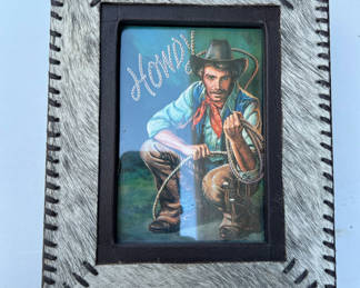 Lot 94: Cowboy-themed keepsake box with framed image
