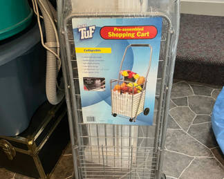 Lot 9: Pre-assembled Collapsible Shopping Cart - 18-1/2" x 15" x 37-1/2" Tall