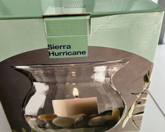 Lot 50: Sierra Hurricane glass hurricane candle holder with candle and decorative elements