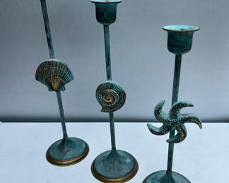 Lot 139: Nautical-themed metal candle holders (set of 3)