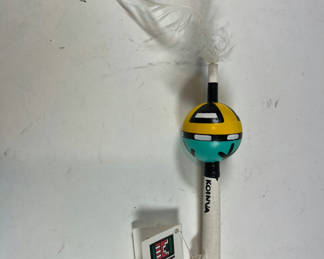 Lot 14: Hopi feather wand with painted bead Artist is A Koinva