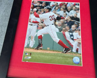 Lot 61: Framed MLB Authorized Jason Varitek baseball photograph 16" x 13"