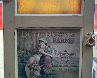 Lot 24: ButterCream Farms Vintage Dairy Sign Cabinet - Creative Wall Hanging 18-1/2 x 13