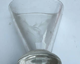 Lot 115: Unique Vintage Etched clear glass vase