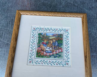 Lot 95: Teddy Bears Family Picnic Framed Print 9" x 9"