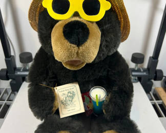 Lot 7: Florida Beach Bears plush bear with hat, sunglasses, and floral scarf
