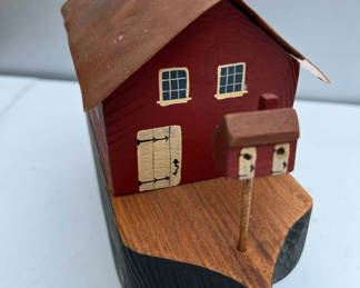 Lot 127: Wooden decorative Noah's Ark on a curved base with copper roof and mailboxes
