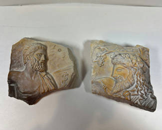 Lot 72: Ancient Greek relief fragments and Athens museum-copy owl badge