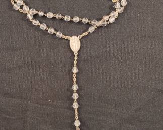 Vintage Faceted Crystal Bead Rosary with Silver-Tone Metal