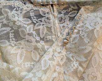 Vintage Lace and Tulle Wedding Dress with Tiered Skirt