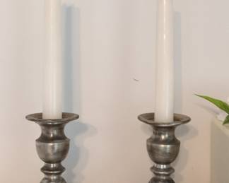 Vintage Pewter Candlestick Pair