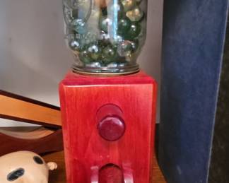 Handmade Wooden Marble Dispenser with Mason Jar