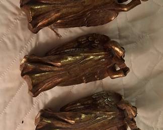 Vintage Bronze-Tone Resin Angel Figurines