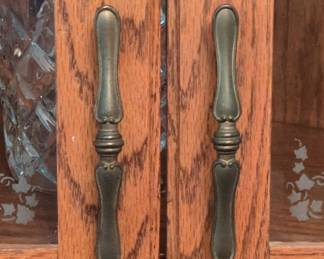Handmade Oak Corner Curio Cabinet