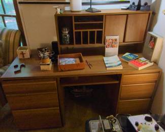 Mid-Century Modern Executive Desk with Hutch