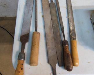 Lot of 5 Vintage Hand Files and Rasps with Wooden Handles