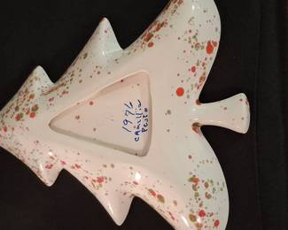 Vintage 1976 Splatterware Ceramic Christmas Tree Candy Dish