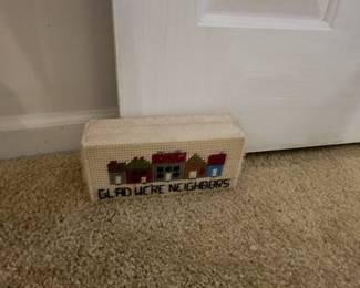 Plastic Canvas "Glad We're Neighbors" Doorstop