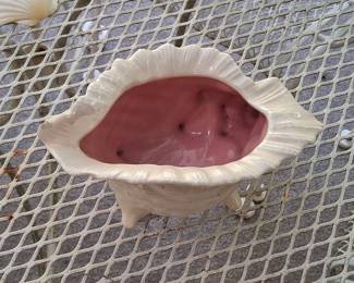Vintage Ceramic Iridescent Shell Planter and Two-Tone Stoneware Crock