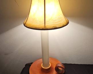 Vintage Turned Wood Chamberstick Table Lamp