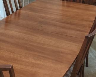 Broyhill Brasilia Mid-Century Modern Walnut Dining Set with Cathedral Back Chairs