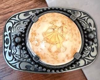 Vintage Square Dance Belt Buckle