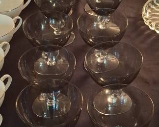 Vintage Smoke Glass Sherbet Cups with Ball Stem