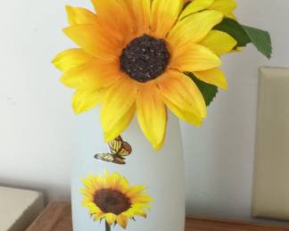 Decorative Sunflower and Butterfly Bud Vase