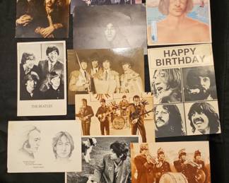Collection of Vintage The Beatles Promotional Photos, Postcards, and Ephemera
