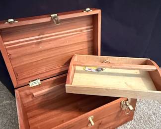 Vintage Cedar Keepsake or Tool Chest with Tray