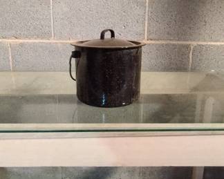 Vintage Black Speckled Enamelware Coffee Pot