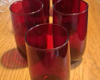 Anchor Hocking Royal Ruby Roly Poly Tumblers